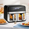 8-in-1 Air Fryer Double Digital Display Rapid Healthy Cooker Dual Basket 9L Tuyo