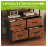4-Tier Bookcase With Adjustable Shelves, 4 Fabric Drawers, Metal Frame, Brown