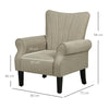 Upholstered Modern Accent Chair, Armchair with Wood Legs, Beige