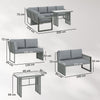 4 Piece Rattan Garden Furniture Set with 3 Loveseats, Table, Grey