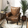 Upholstered Modern Accent Chair, Armchair with Wood Legs, Brown