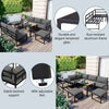 Garden Furniture Set Metal 7 Seater Outdoor Dining Table and Sofa with Cushions