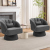 360° Swivel Accent Chair Upholstered Barrel Chair w/Striped Backrest Living Room