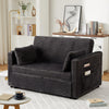 Modern Corduroy Sofa Bed 2-Seater Pull-Out Loveseat Sleeper w/ USB Ports