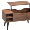 Brown Coffee Table with Lift Top Storage Shelf Wood Modern Living
