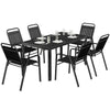 7 Pcs Outdoor Dining Set with Umbrella Hole, Garden Table and Chairs Set for 6