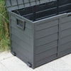 Black 300L Plastic Storage Box Garden Outdoor Shed Utility Cushion Chest Truck