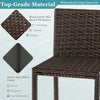3 Piece Rattan Bar Height Table Patio Wicker Garden Bar Set Storage Shelf