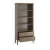 Dark Wood Tall Office Bookcase with 2 Drawers - Delilah DLH013