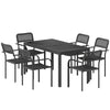 Garden Table and Chairs Set 6, Outdoor Dining Set with Umbrella Hole, Black