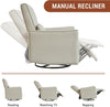 Swivel Rocking Recliner Chair Manual Leather Glider with Lumbar Padded Armrest🔥