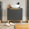 Under Sink Basin Unit Bathroom Grey Storage Cupboard Shelving Furniture Unit