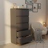Modern Slim Grey 5 Drawer Chest | Bedroom Storage Cabinet Furniture