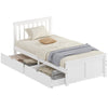 3ft Single Bed Frame with Drawers Solid Pine Wood Storage Bed for Bedroom White