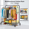 Heavy Duty Metal Double Rail Clothes Garment Hanging Rack Shelf Display Stand Yn