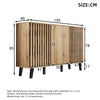 Sideboard Storage Cabinet with Hybrid Doors & Shelves, 150x40x95cm, Wood Grain
