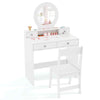 Kids Vanity Set Dressing Desk and Chair Set with Mirror-White