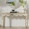 Silver Mirrored Entryway Console Table Sofa Side Table with Gold Rim for Hallway