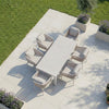 6 Seater Beige Aluminium Extendable Garden Dining Set with Rope Chairs FTR256
