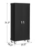 Rolling Steel Cabinet 72 Inch Lockable Garage Storage with 4 Pegboard Shelves