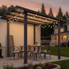 2.4x3.6m Metal Lean-to Gazebo Wall Mounted Iron Hardtop Pergola Heavy Duty