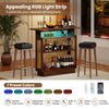 Rattan Bar Table with 3 Stemware Racks & 3-Tier Shelves