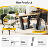 Extendable Dining Table with Marble Pattern Console Table with Cross-leg