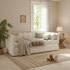 Upholstered Bed Daybed w/ Trundle, 90x190 cm Sofa Bed w/ USB-C Port Linen