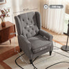 Retro Accent Chair Wingback Armchair with Wood Frame for Living Room Dark Grey