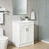 Freestanding Vanity Unit Basin Sink Bathroom Storage Cabinet Gloss White 600mm