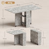 Mobile Drop Leaf Dining Table Folding Desk w/ 2 Wheels Cement Grey