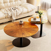 Set of 2 Round Vintage Wooden & Glass Nesting Side Coffee Tables Hallway Bedroom