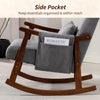 Modern High Back Rocking Chair with Solid Wood Legs, Grey