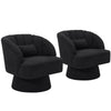360° Swivel Accent Chair Upholstered Barrel Chair w/Striped Backrest Living Room