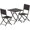 3 Piece Rattan Bistro Dining Set Outdoor Garden Balcony Folding Table Chair