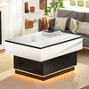 LED Extendable Coffee Table Wooden 2 Hidden Storage Modern Living Room Hzxoerrrx