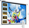 WASJOYE 100"Motorized Projector Screen Electric Diagonal Automatic Projection 16