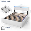 NEW STORAGE UPHOLSTERED BED FRAME 4FT6 DOUBLE WITH USB PORT & LED LIGHT,4 Cqiyme