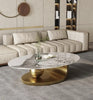 Modernique Avorio Oval Coffee Table with Sintere Stone Marble Effect Top, Metal