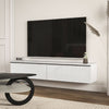 Wall Mounted TV Stand Unit with Storage and High Gloss Effect, White