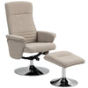 Upholstered Swivel Recliner Armchair with Ottoman, Beige