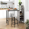 3PCS Bar Table & 2 Stool Industrial Kitchen Dining Set W/ Wine Rack Glass Holder