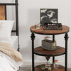Round Side Table with Charging Station 3-Tiers Wooden Sofa Table Bedside Table