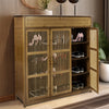 Large Shoe Cabinet 3 Door 1 Drawer Footwear Stand Rack Wood Sideboard Unit