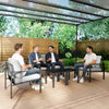 5 Piece Garden Furniture Set, Metal Garden Sofa Set with Cushions, Light Grey