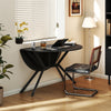 Folding Dining Table 120cm Extendable Round Kitchen Table-Black