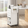 Rolling Craft Storage Cart Utility Cart w/ 3 Drawers & 3 Shelves-White