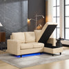 L-Shaped Sofa w/ Storage & USB Charging, LED Lights, Reversible Sofa Sectional