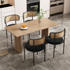 Dining Chairs Set of 4 Metal Chairs with Rattan Backrest & Padded Seat, Black