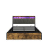 Wooden Ottoman Bed Frame 4ft6 Double Bed with Under Bed Storage and LED Lighting